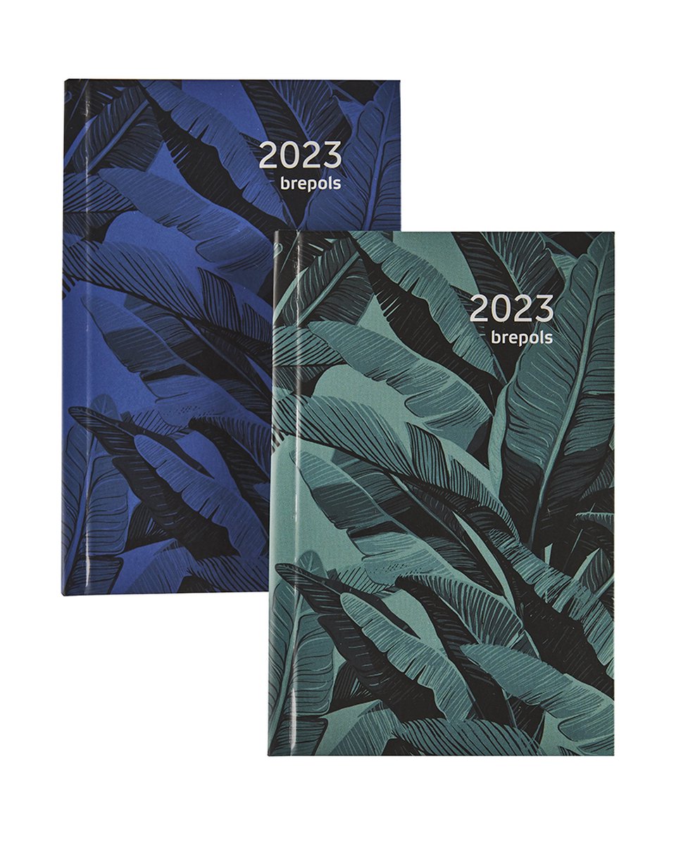 Brepols Agenda 2023 - FLORALS & LEAVES - Pocket - 10 x 15 cm - Blauw
