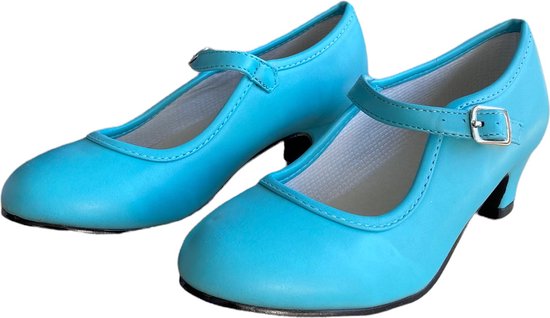 Elsa schoenen ijs blauw - Spaanse Prinsessen schoenen - maat 36 (binnenmaat 23 cm) bij verkleedkleren bruiloft feest