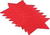 Placemats kerstmis - D25 cm - rood - Set van 12x stuks - stervormig