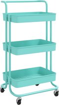 Bol.com vidaXL - Keukentrolley - 3-laags - 42x35x85 - cm - ijzer - en - ABS - turquoise aanbieding