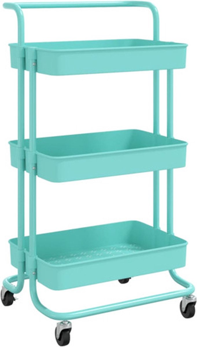 vidaXL Keukentrolley 3-laags 42x35x85 cm ijzer en ABS turquoise