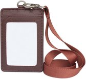 Moodadventures - porte-pass en cuir PU marron - avec tour de cou - porte-clés