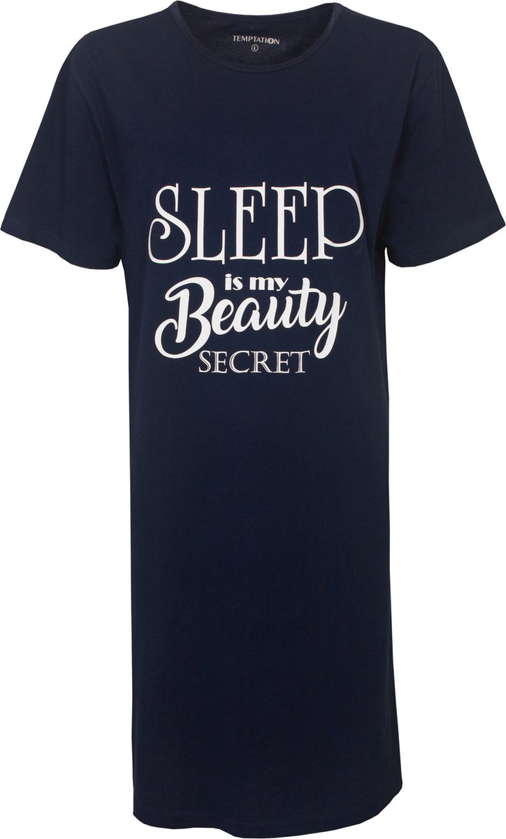 Temptation Dames Nachthemd - Bigshirt - Donker Blauw