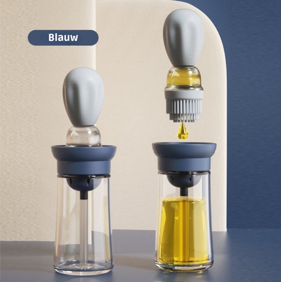 Uryxery 180 ml hemelsblauwe glazen oliedispenser met 3-laags borstel