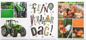 3 Wenskaarten - Fijne Verjaardag + 2 x Blanco Kaart Kippen + Trekker – 12 x 17 cm – TRA-302