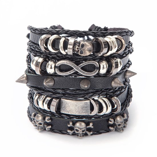 WiseGoods Luxe Gothic Heren Armband Spikes - Armbanden Set - Armbandje -  Armbandjes -... | bol