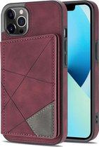 Hoesje geschikt voor Samsung Galaxy S22 Ultra - Backcover - Pasjeshouder - Portemonnee - Camerabescherming - Stijlvol patroon - TPU - Bordeaux Rood