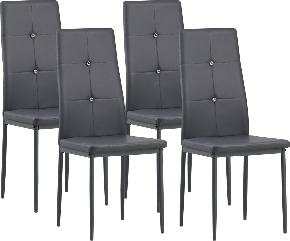 Albatros eetkamerstoelen DIAMOND set van 4, Grijs - Edele diamant look eetkamerstoelen set van 4