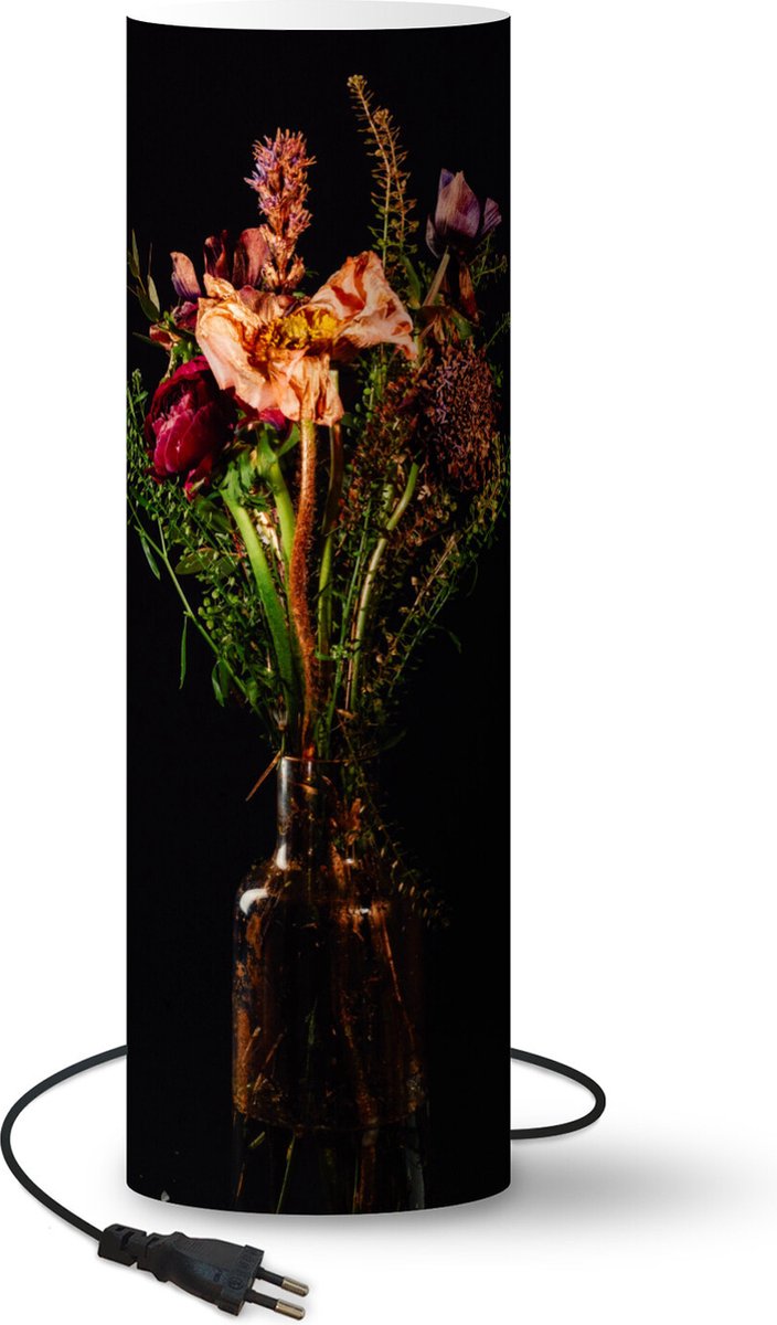 Lamp - Nachtlampje - Tafellamp slaapkamer - Stilleven - Bloemen - Vaas - 50 cm hoog - Ø15.9 cm - Inclusief LED lamp