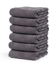 Bol.com Cinderella Checkmaid Keukendoeken set - Set van 6 - Handdoek Keuken 50x55 cm - Antraciet aanbieding