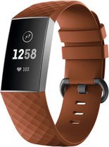 Siliconen Smartwatch bandje - Geschikt voor  Fitbit Charge 4 silicone band - bruin - Maat: S - Horlogeband / Polsband / Armband
