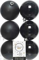 48x Zwarte kunststof kerstballen 8 cm - Mat/glans - Onbreekbare plastic kerstballen - Kerstboomversiering zwart