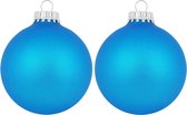 18x Intens blauwe glazen kerstballen mat 7 cm kerstboomversiering - Kerstversiering/kerstdecoratie blauw