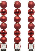 21x stuks kunststof kerstballen rode 8 cm - Mix - Onbreekbare plastic kerstballen