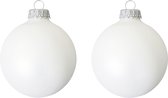 16x Satijn witte glazen kerstballen mat 7 cm kerstboomversiering - Kerstversiering/kerstdecoratie wit