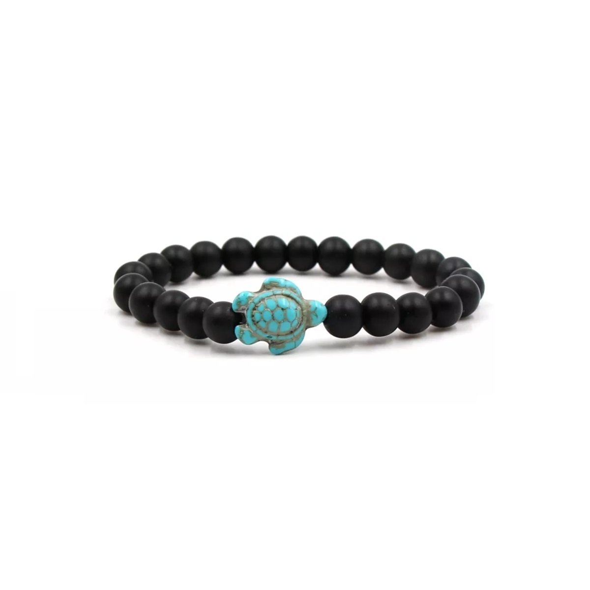 Sparkolia Natuursteen Kralen armband Schildpad | 19 cm | zwart