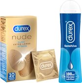 Bol.com Durex - 10 stuks Condooms - Nude XL - 100 ml Glijmiddel - Play Sensitive - Voordeelverpakking aanbieding