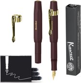 Kaweco  (3delig) - Vulpen CLASSIC SPORT BORDEAUX Fountain Pen - Extra Breed - Nostalgie Oktogonal Clip Vergoldet - Doosje Vullingen