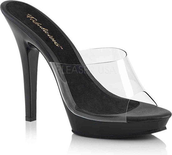 Fabulicious Sandales à Talons -42 Chaussures- LIP-101 US 12 Zwart/Transparent