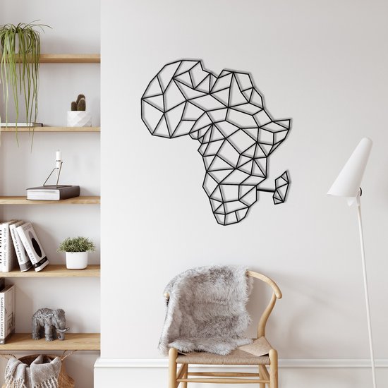 Wanddecoratie | Afrika Kaart/ Africa Map | Metal - Wall Art | Muurdecoratie | Woonkamer | Buiten Decor |Zwart| 60x53cm
