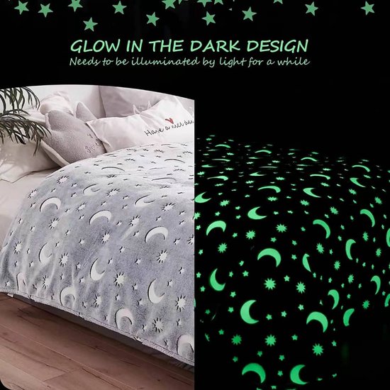 Fleece deken - fleece plaid - 150 x 120 - Glow in the dark