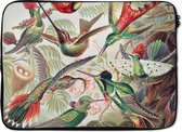 Laptophoes 14 inch - Kolibrie - Vintage - Ernst Haeckel - Vogel - Kunst - Natuur - Laptop sleeve - Binnenmaat 34x23,5 cm - Zwarte achterkant