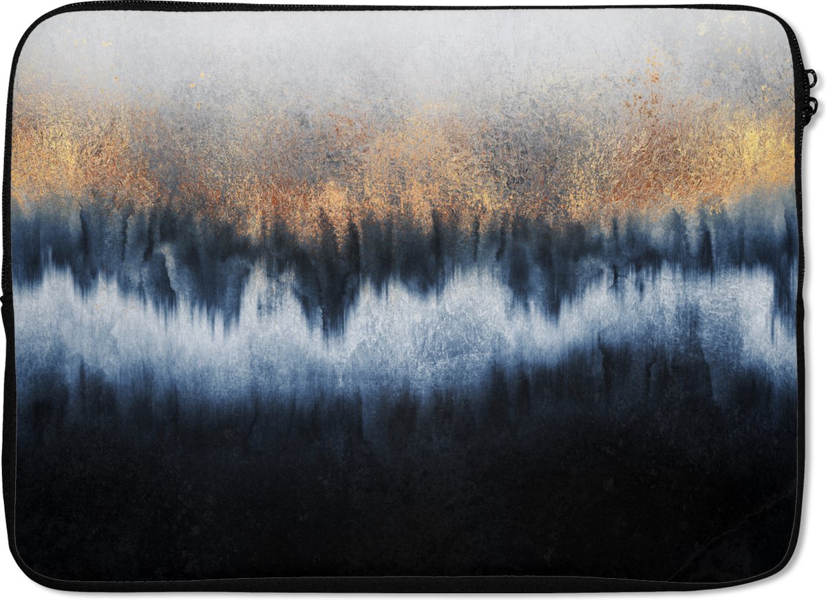 Laptophoes 14 inch - Abstract - Goud - Luxe - Laptop sleeve