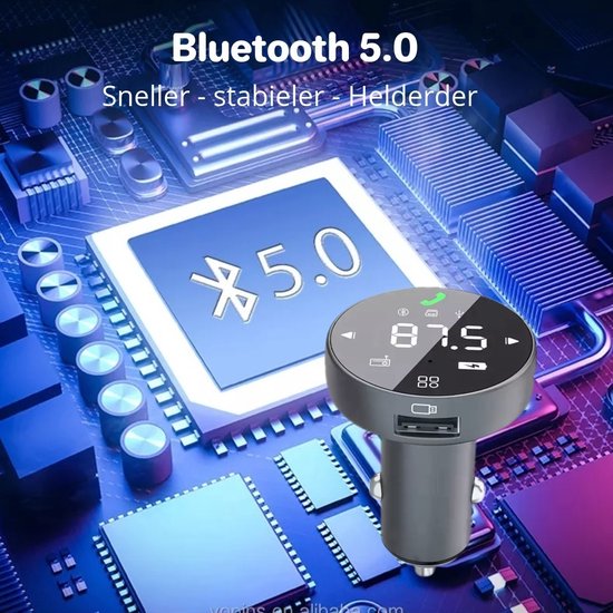 PiXXO® Smart FM Transmitter Bluetooth 5.0 USB 3.0 Snellader USB A + USB C /...