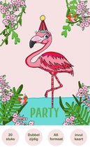Puk Art© | Uitnodiging  Flamingo | kinderfeestje | invulkaarten | 20 stuks | uitnodigingskaarten | uitnodiging verjaardag | uitnodiging feest | uitnodiging kinderfeestje meisje | uitnodiging feestje