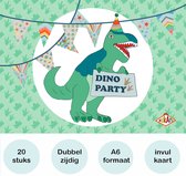 Puk Art© | Uitnodiging Dino | kinderfeestje | invulkaarten | 20 stuks | uitnodigingskaarten | uitnodiging verjaardag | uitnodiging feest | uitnodiging kinderfeestje jongen | uitnodiging feestje