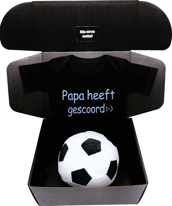 Kraamcadeau jongen - papa heeft gescoord - romper - baby voetbal pluche - rechtstreeks versturen als cadeau mogelijk van Simply for kids — afbeelding 2