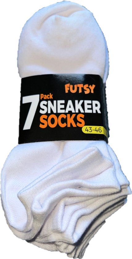Futsy - 7 Paar - Sneakersokken - Sport sokken - Wit - Maat 43/46 - Unisex
