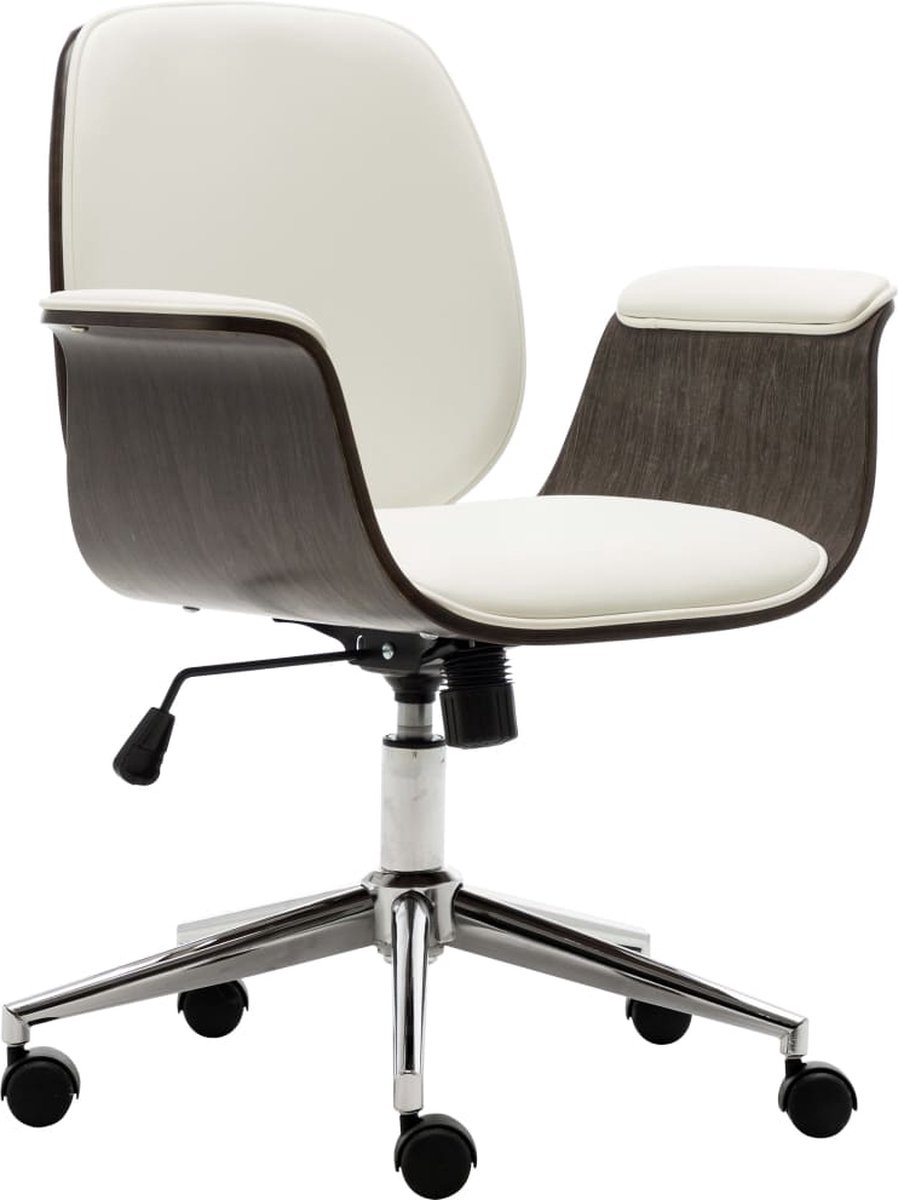Prolenta Premium - Kantoorstoel gebogen hout en kunstleer wit