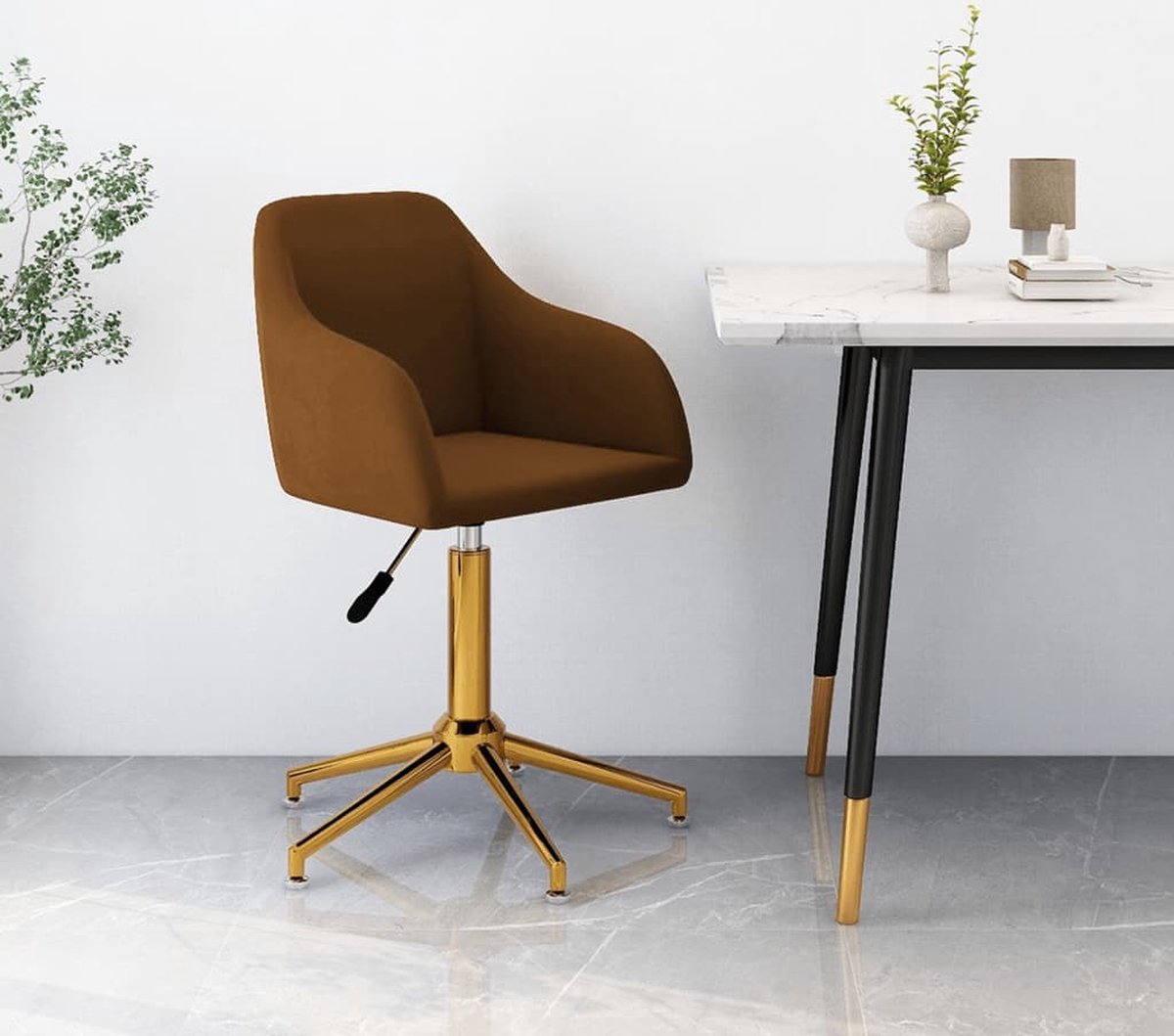 Prolenta Premium - Kantoorstoel draaibaar fluweel bruin
