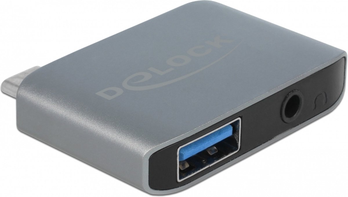 Image of Delock Audio Adapter USB Type-C™ male - Stereo Jack female 3.5 mm + USB 3.0 A female