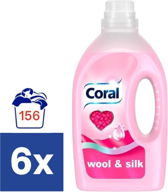 Coral - Vloeibaar Wasmiddel - Wol & Zijde - Voordeelverpakking 6 X 26 wasbeurten