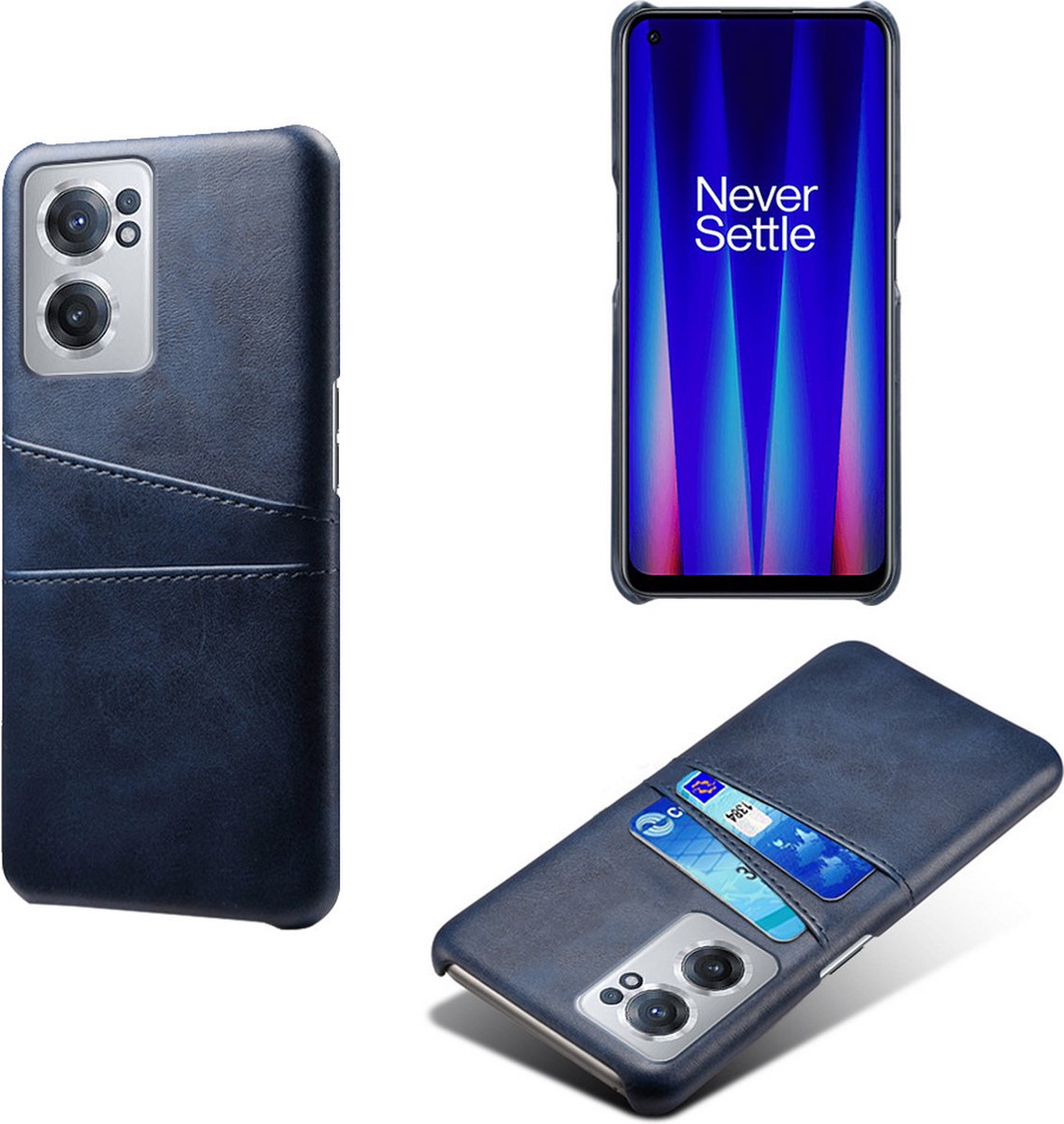 Back Cover met Opbergvakjes + PMMA Screenprotector voor OnePlus Nord CE 2 _ Blauw