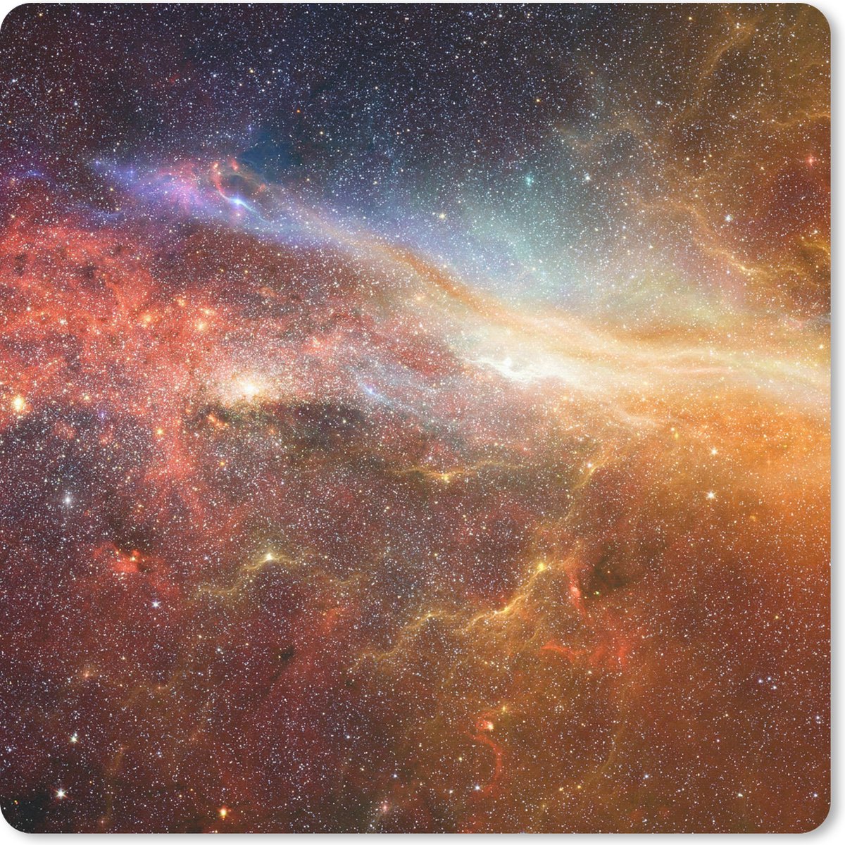 Muismat 30x30 cm - Mousepad Sterren - Ruimte - Oranje - Muismatten