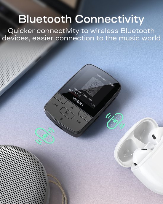 YOTON MP3speler met Bluetooth, 80GB draagbare muziekspeler met clip