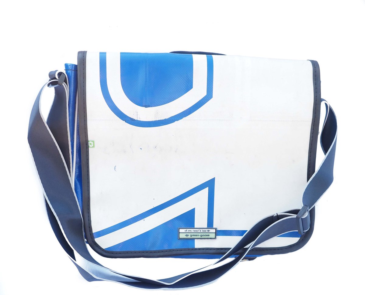 green-goose® Laptoptas Celiem | Wit, Blauw | 36x27x9 cm | Geschikt voor 15