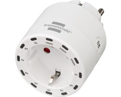 Brennenstuhl Digitale Tijdschakelaar / Tijdklok met randaarde met geïntegreerd LED-display (Timer stopcontact voor binnen. Schakelklok met randaarde met timer en hogere contactberscherming) wit