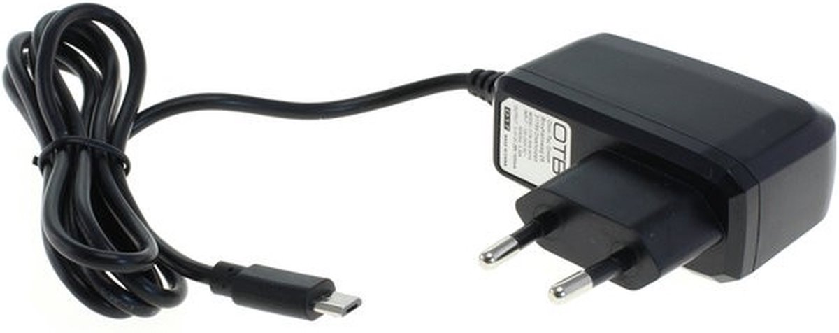 USB Micro B thuislader met vaste kabel - 1A / zwart - 1,1 meter