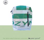 green-goose® Kinder Rugzak Silnice | Groen, Zilver | Backpack Rugtas van Upcycled Vrachtwagenzeil | Stevig en Duurzaam | 23x33x8cm | Gerecycled Materiaal uit Europa