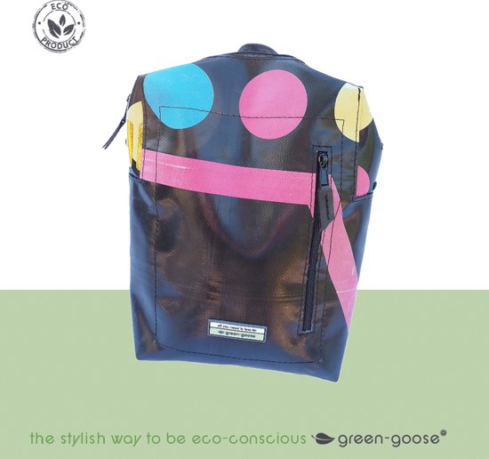 green-goose® Kinder Rugzak Silnice | Roze, Zwart | Backpack Rugtas van Upcycled Vrachtwagenzeil | Stevig en Duurzaam | 23x33x8cm | Gerecycled Materiaal uit Europa