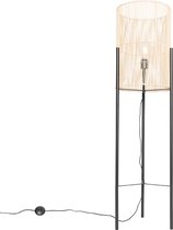 QAZQA natasja - Landelijke Vloerlamp | Staande Lamp - 1 lichts - H 137 cm - Naturel - Woonkamer | Slaapkamer | Keuken