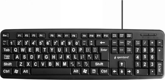 Waden Gasvormig Feest Gembird bedraad USB toetsenbord met grote letters - QWERTY (US) / zwart -  1,5 meter | bol.com