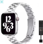 MY PROTECT® Bracelet à maillons fins en métal de Luxe pour Apple Watch Series 1/2/3/4/5/6/7/8/SE 38/40/41mm Bracelet de montre - Bracelet de montre fin en métal - Argent