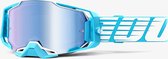 100% Armega Oversized Sky - Motocross Enduro BMX Downhill Bril Crossbril met Spiegellens - Licht Blauw Wit
