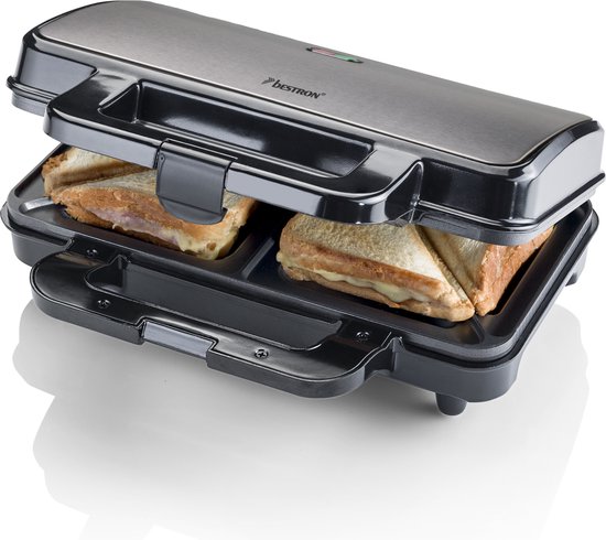 Bestron XL Tosti ijzer voor 2 Tosti's - Tosti apparaat - 1000W, kleur: Titangrijs