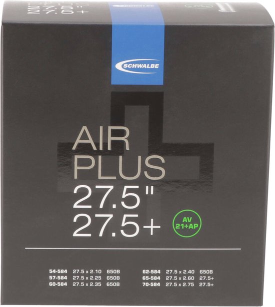 Schwalbe AV 13+-AP Air Plus Camera D'Aria Unisex Per Bici, Grigio, Valvola Auto Da 40mm